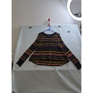 Free People Through The Storm Sweater Womens Small Multicolor Fair Isle Ribbed